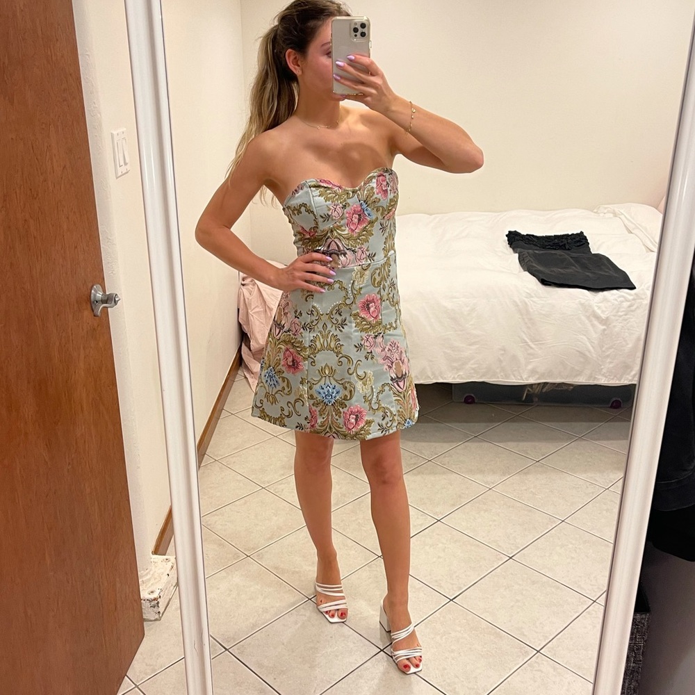 Pretty little thing strapless floral dress